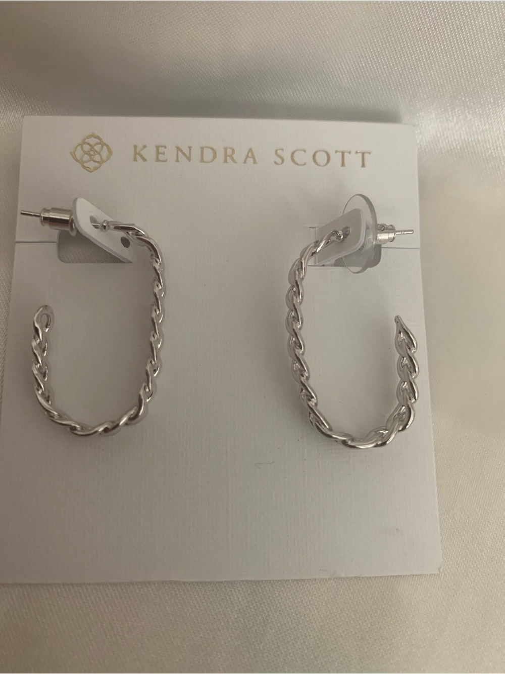 Kendra Scott Silver Twisted Chain Hoop Earrings
